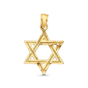 14K Yellow Gold Real Beautiful Star of David Charm Pendant 0.8gram 17X15mm